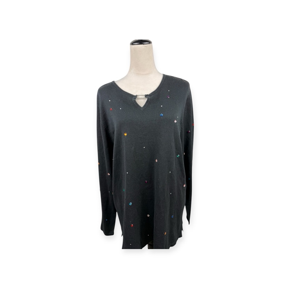 Quacker Factory black top with colorful crystals size XL
